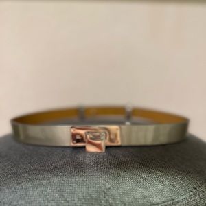 $695 NEW Auth RALPH LAUREN COLLECTION Silver FLIP-LOCK Buckle LEATHER Belt S